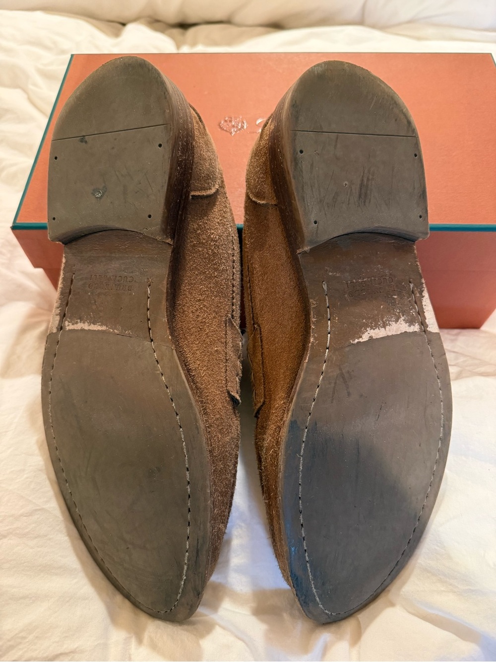 Brunello Cucinelli Tan Suede Penny Loafers - Picture 6 of 6